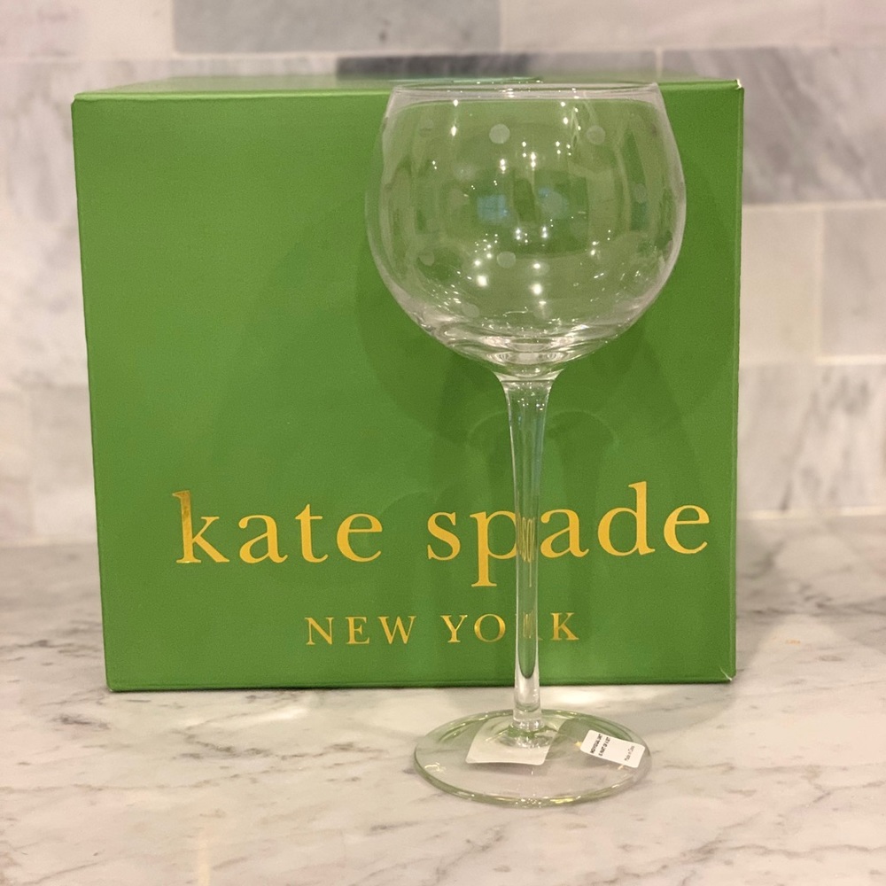 NWT! Kate Spade Larabee Dot Balloon Glass Set of 4